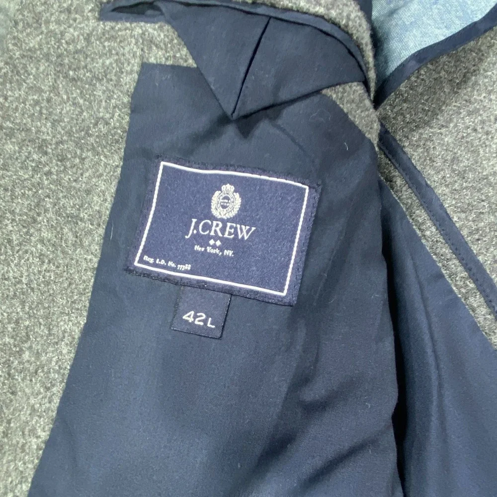 J Crew Blazer Mens 42L Gray Wool Blend Jacket Casual Sport Coat Classic Business